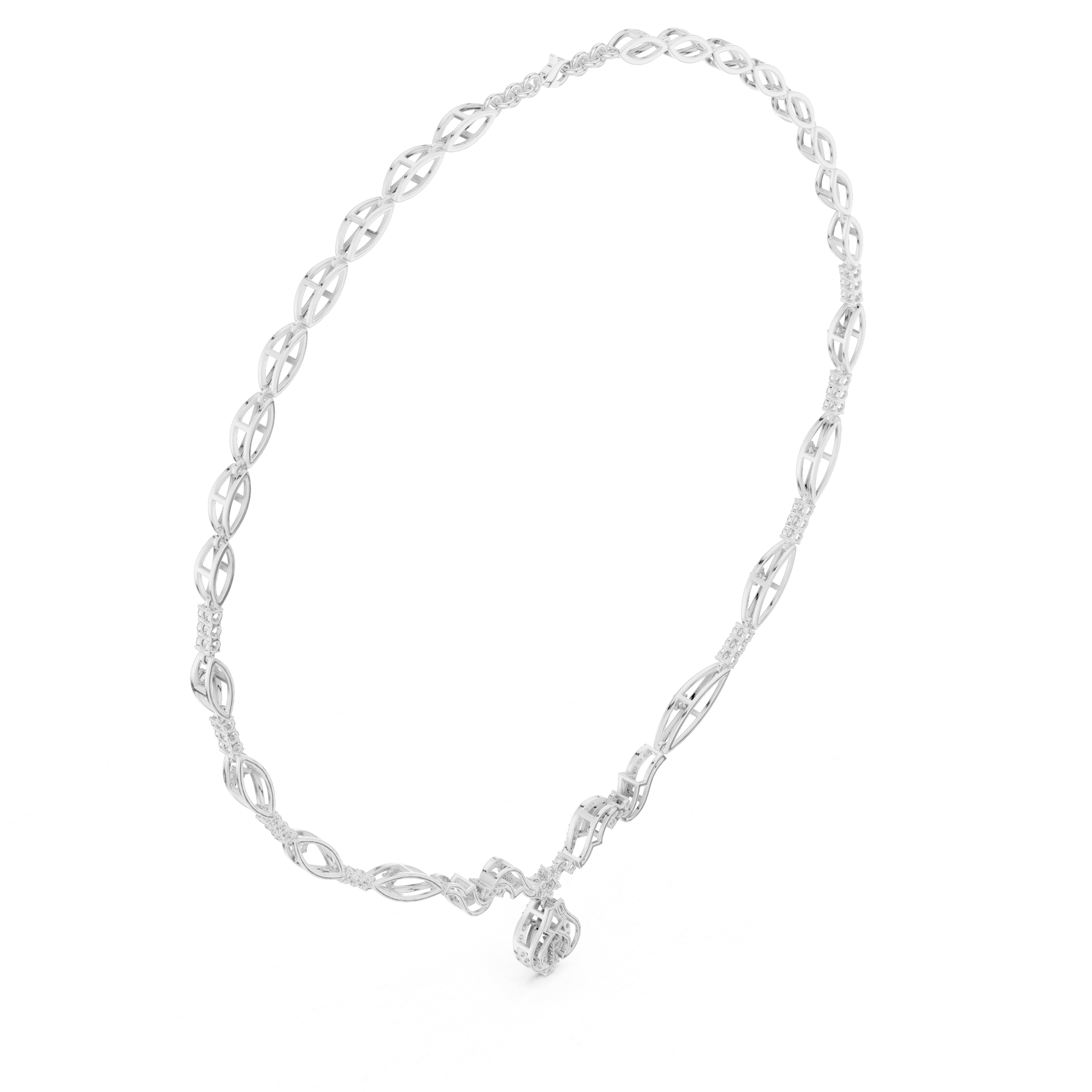 Twisted leaf diamond necklace