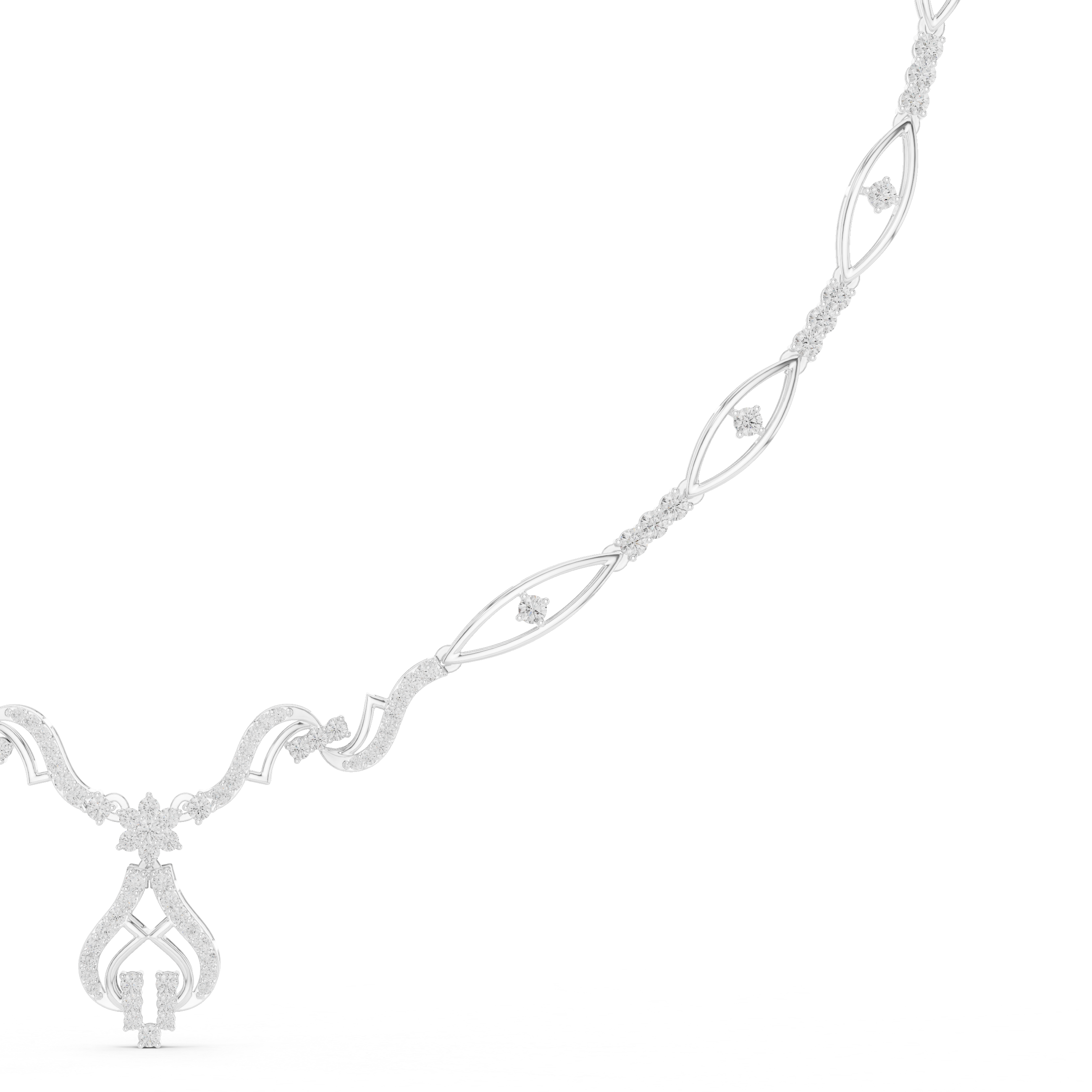 Twisted leaf diamond necklace