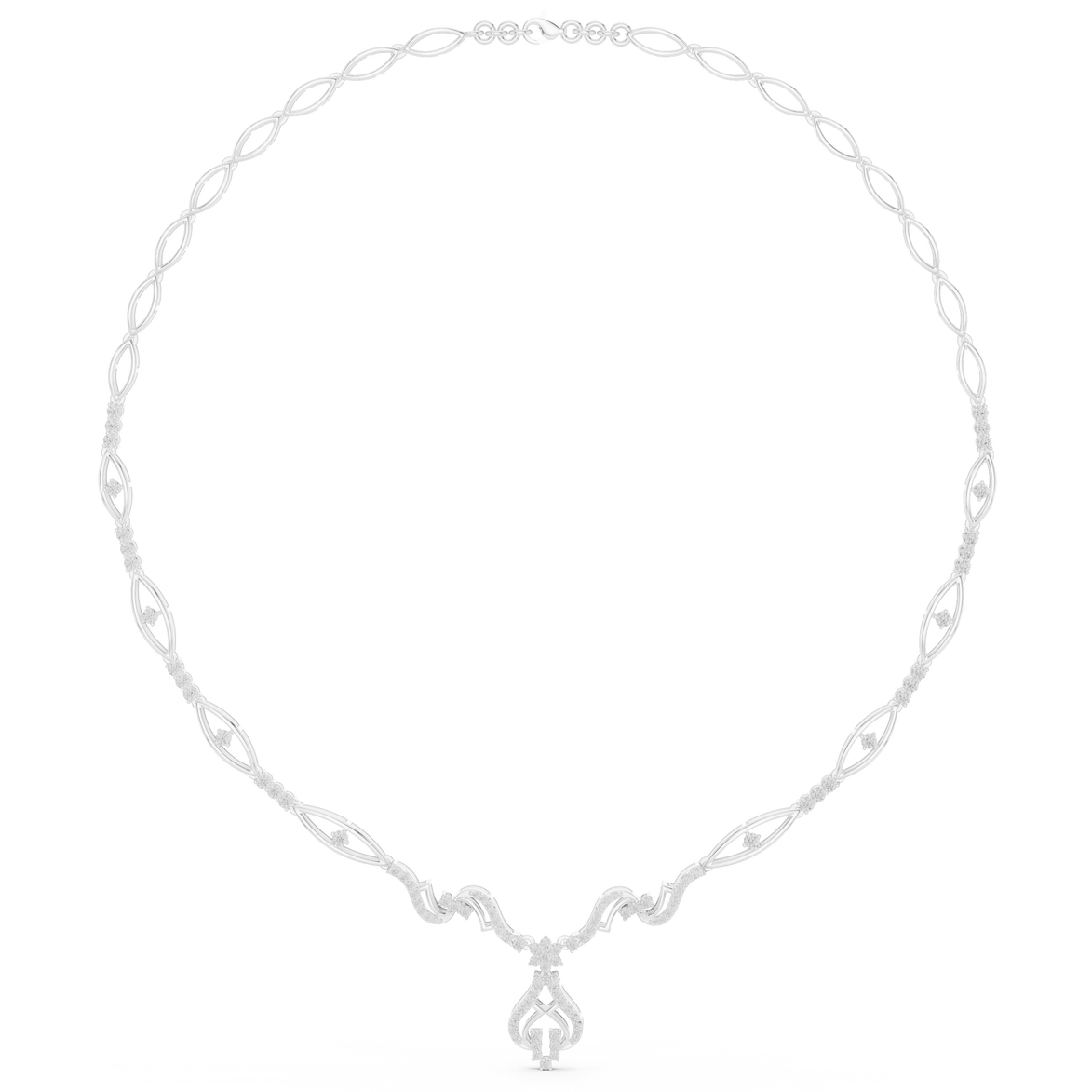 Twisted leaf diamond necklace