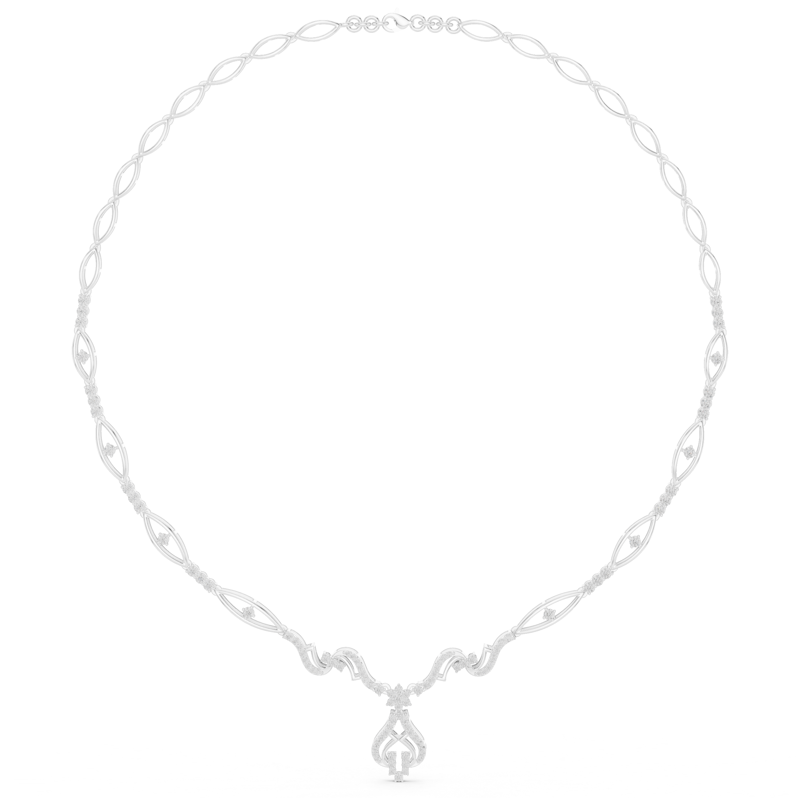 Twisted leaf diamond necklace
