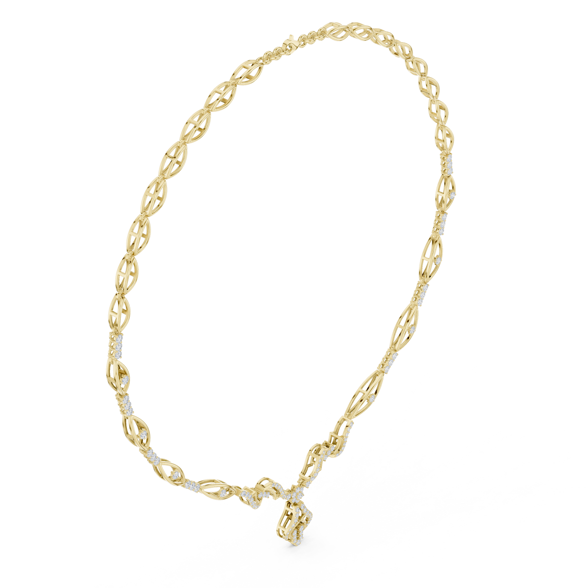 Twisted leaf diamond necklace
