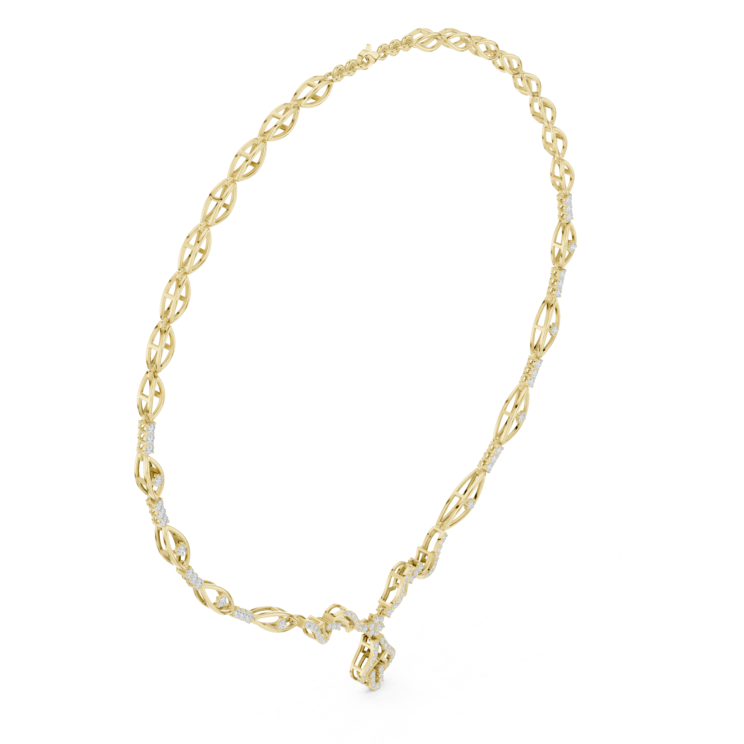 Twisted leaf diamond necklace