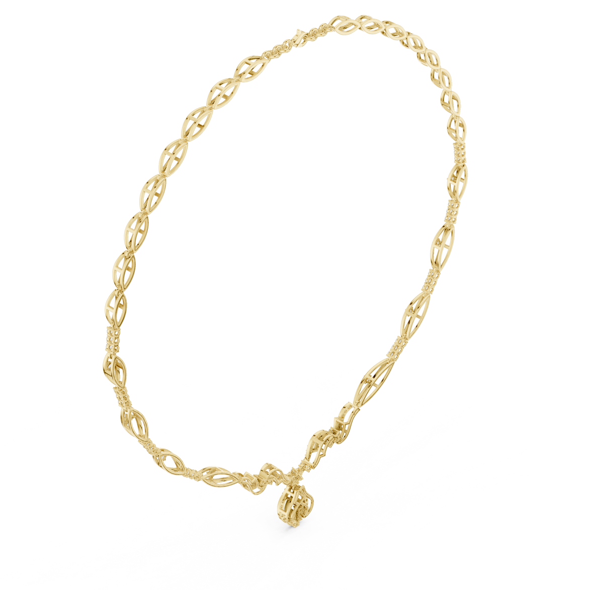 Twisted leaf diamond necklace