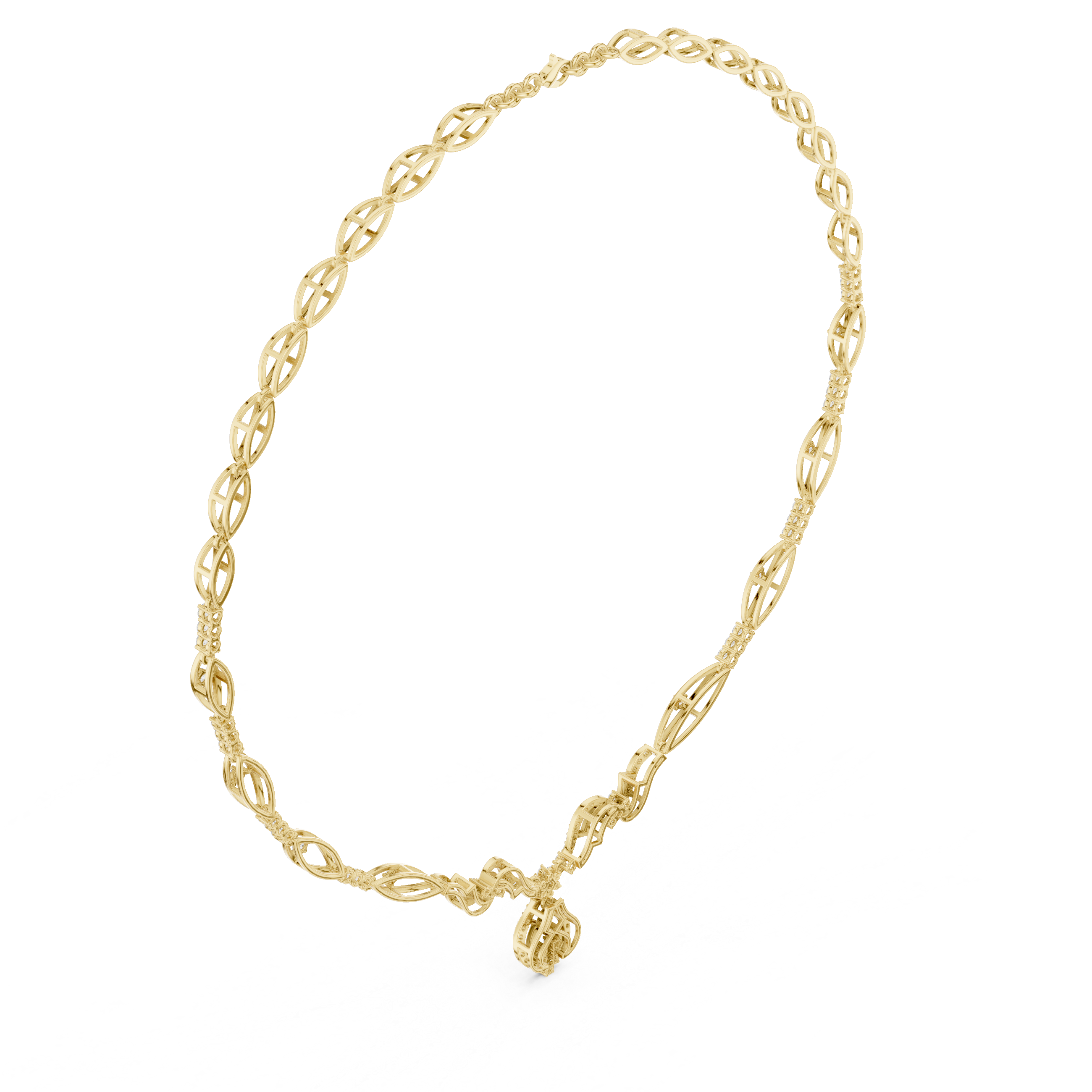 Twisted leaf diamond necklace