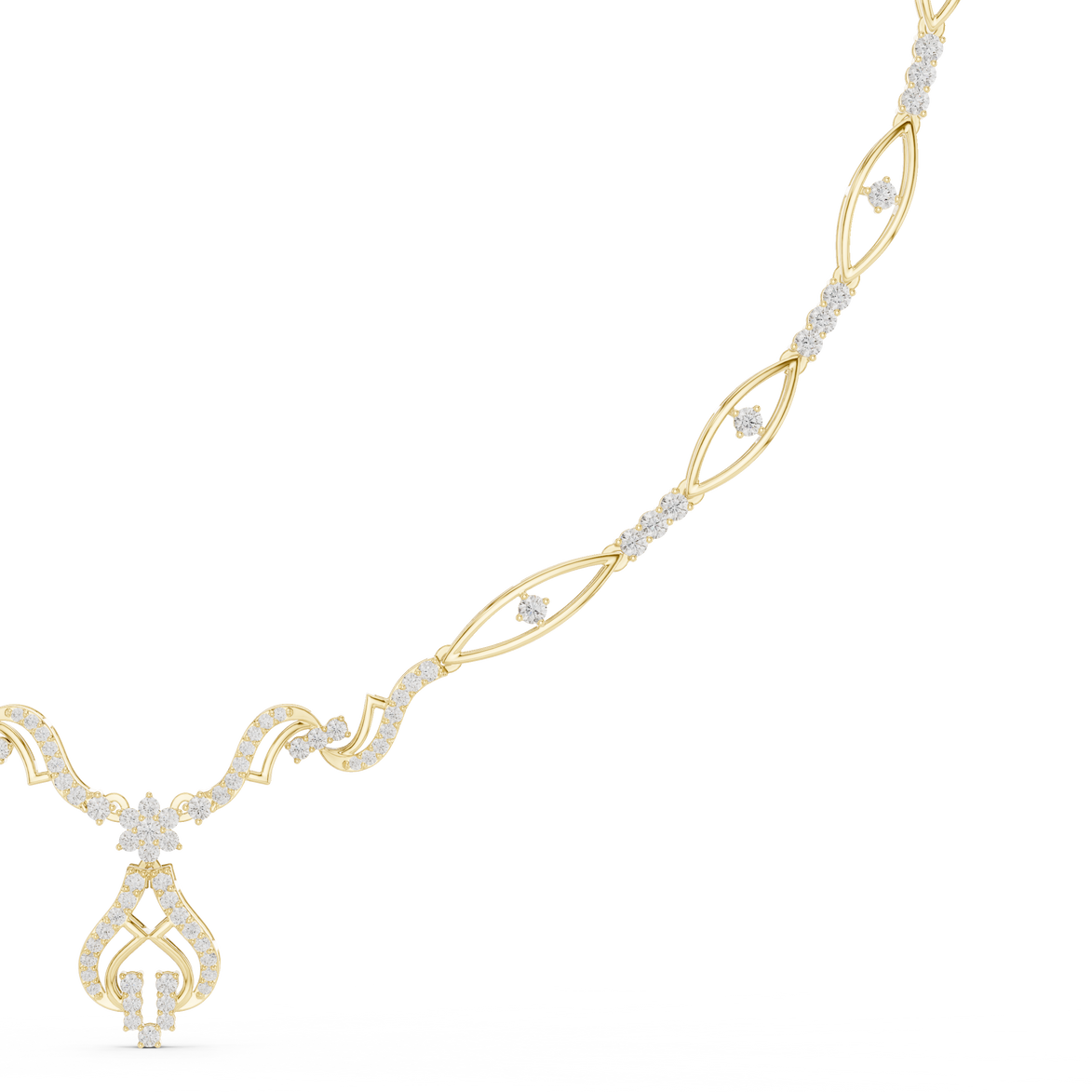 Twisted leaf diamond necklace