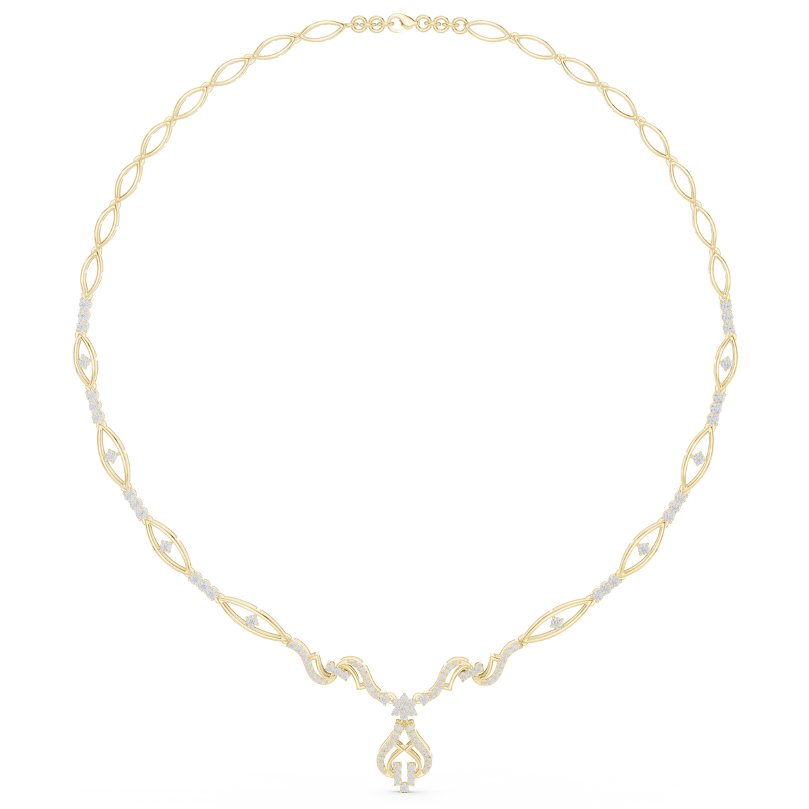 Twisted leaf diamond necklace