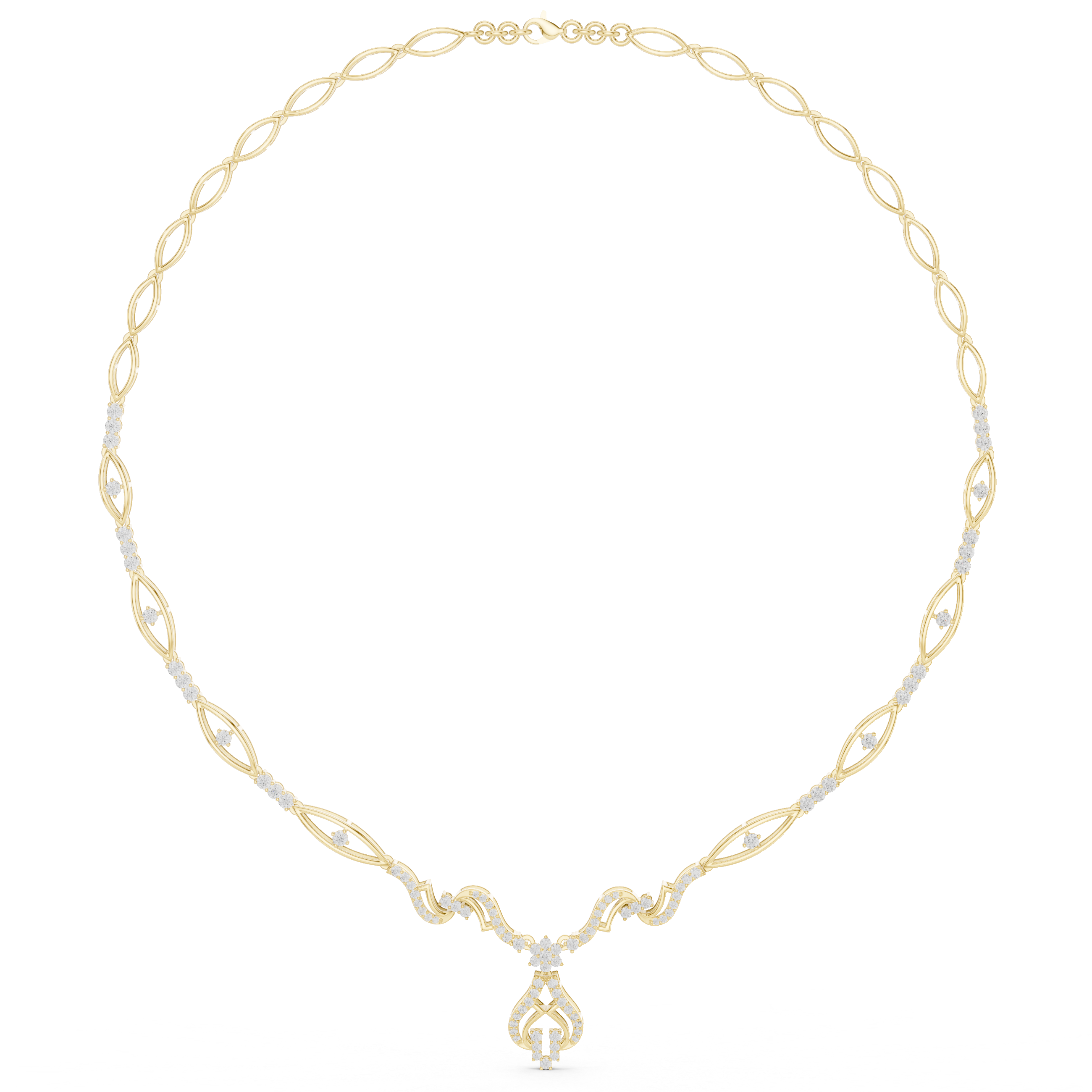 Twisted leaf diamond necklace