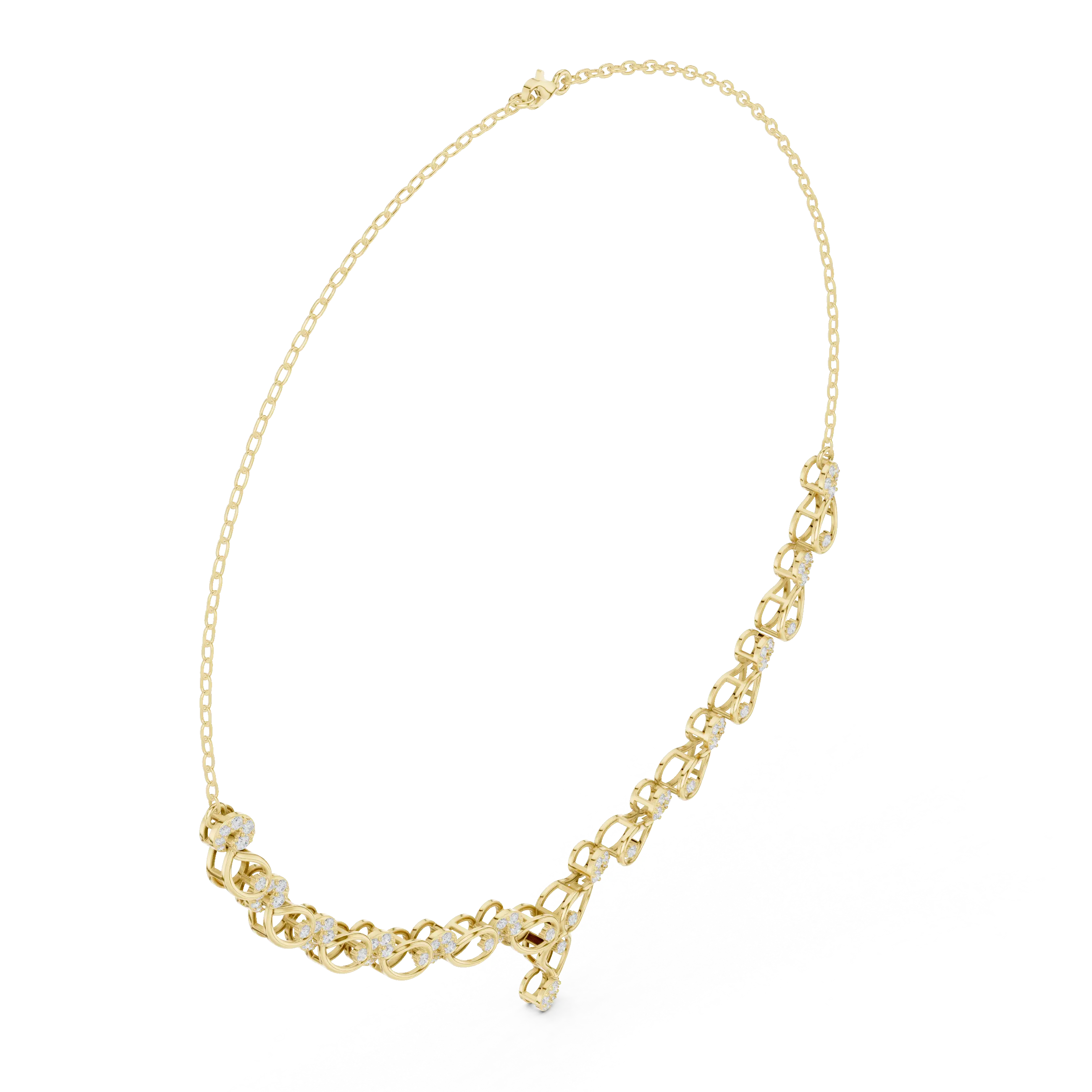 Floral vine diamond necklace