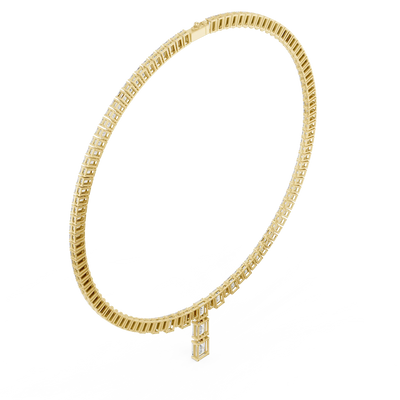 Emerald cut diamond drop necklace