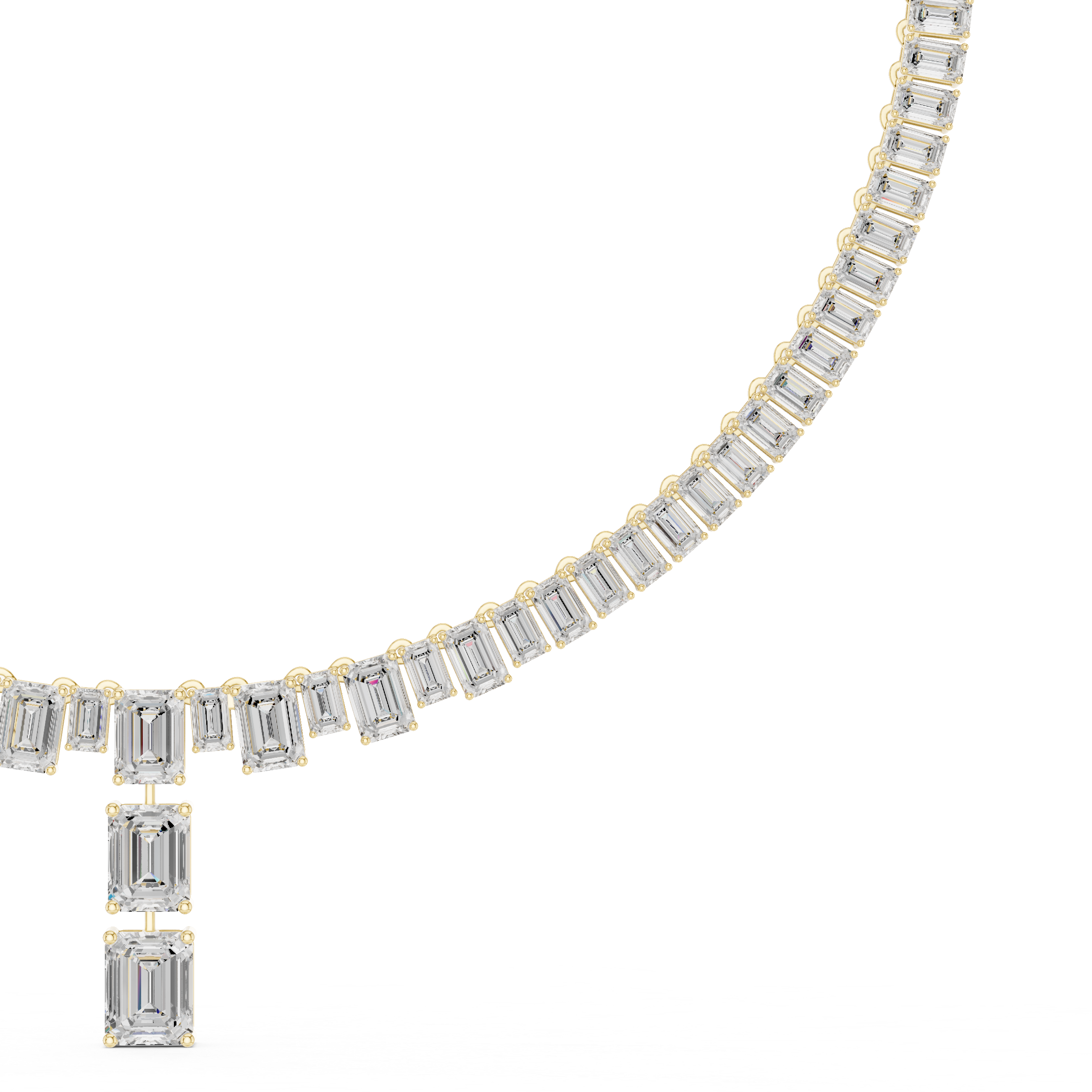 Emerald cut diamond drop necklace