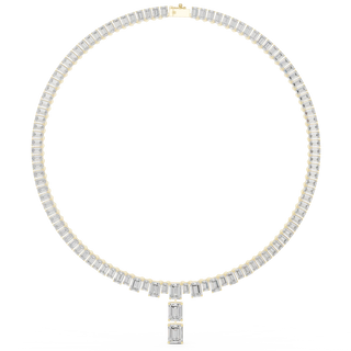 Emerald cut diamond drop necklace