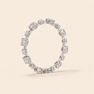 Round Lab Grown Diamond Eternity Wedding Band with Floating Shared-Prong Setting in White Gold