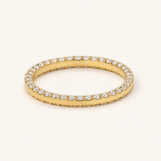 Round Lab Grown Diamond Double-Sided Eternity Wedding Band in Yellow Gold