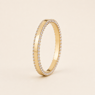 Round Lab Grown Diamond Double-Sided Eternity Wedding Band in Yellow Gold