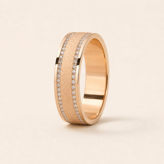 Round Cut Lab Grown Diamond Channel-Set Men's Wedding Ring in Yellow Gold