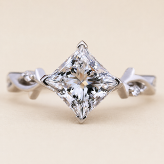 Princess Lab Grown Diamond Solitaire Engagement Ring with Twisted Infinity Shank in White Gold
