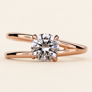 Round Cut Lab Grown Diamond Split Shank Engagement Ring in Rose Gold