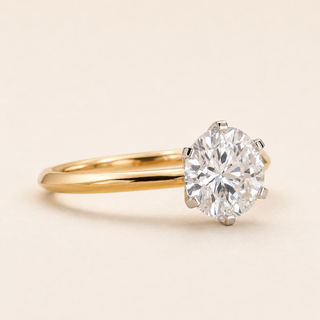 Luna Round Lab Grown Diamond Solitaire Engagement Ring with Knife Edge Shank in Yellow Gold