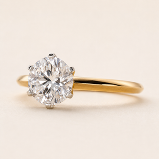Luna Round Lab Grown Diamond Solitaire Engagement Ring with Knife Edge Shank in Yellow Gold
