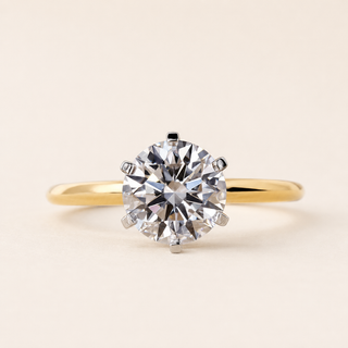 Luna Round Lab Grown Diamond Solitaire Engagement Ring with Knife Edge Shank in Yellow Gold