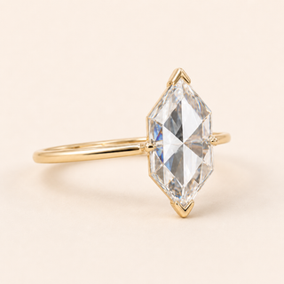 Nova Dutch Marquise Rose Cut Lab Grown Diamond Solitaire Engagement Ring with Knife Edge Shank in Yellow Gold