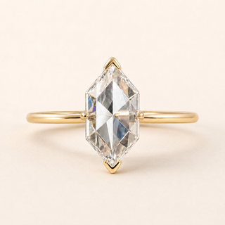 Nova Dutch Marquise Rose Cut Lab Grown Diamond Solitaire Engagement Ring with Knife Edge Shank in Yellow Gold