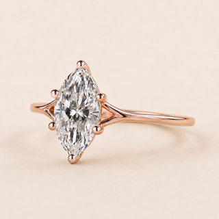 Luna Marquise Lab Grown Diamond Solitaire Engagement Ring with Cathedral Knife Edge Shank in Rose Gold
