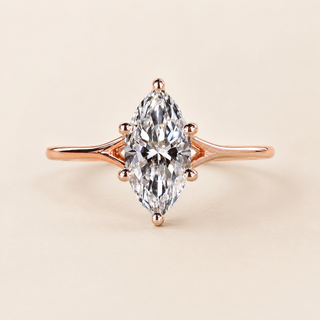 Luna Marquise Lab Grown Diamond Solitaire Engagement Ring with Cathedral Knife Edge Shank in Rose Gold