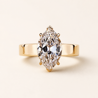 Regal Marquise Lab Grown Diamond Solitaire Engagement Ring with Wide Comfort Shank in Yellow Gold