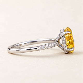 Yellow Oval Cut Lab Grown Diamond Four-Prong Engagement Ring in White Gold