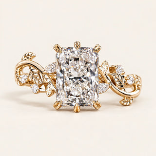 Radiant Cut Lab Grown Diamond Cluster Engagement Ring in Yellow Gold