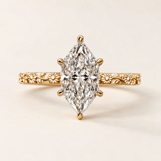 Dutch Marquise Lab Grown Diamond Solitaire Engagement Ring in Yellow Gold