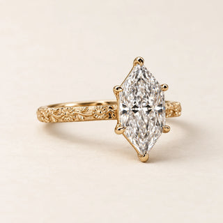 Dutch Marquise Lab Grown Diamond Solitaire Engagement Ring in Yellow Gold