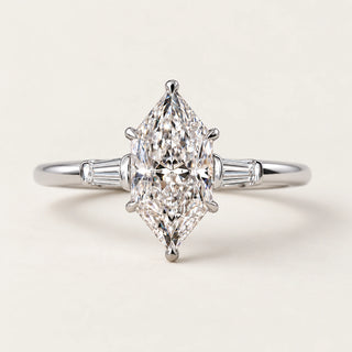 Dutch Marquise Lab Grown Diamond Three-Stone Engagement Ring in White Gold