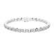 Silver bracelet with rectangular gemstones on a white background