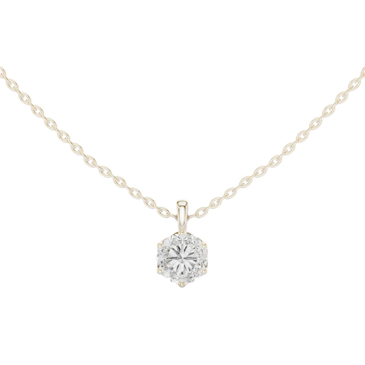 Classic round cut solitaire diamond pendant in gold with lab grown diamond by Signora Jewels