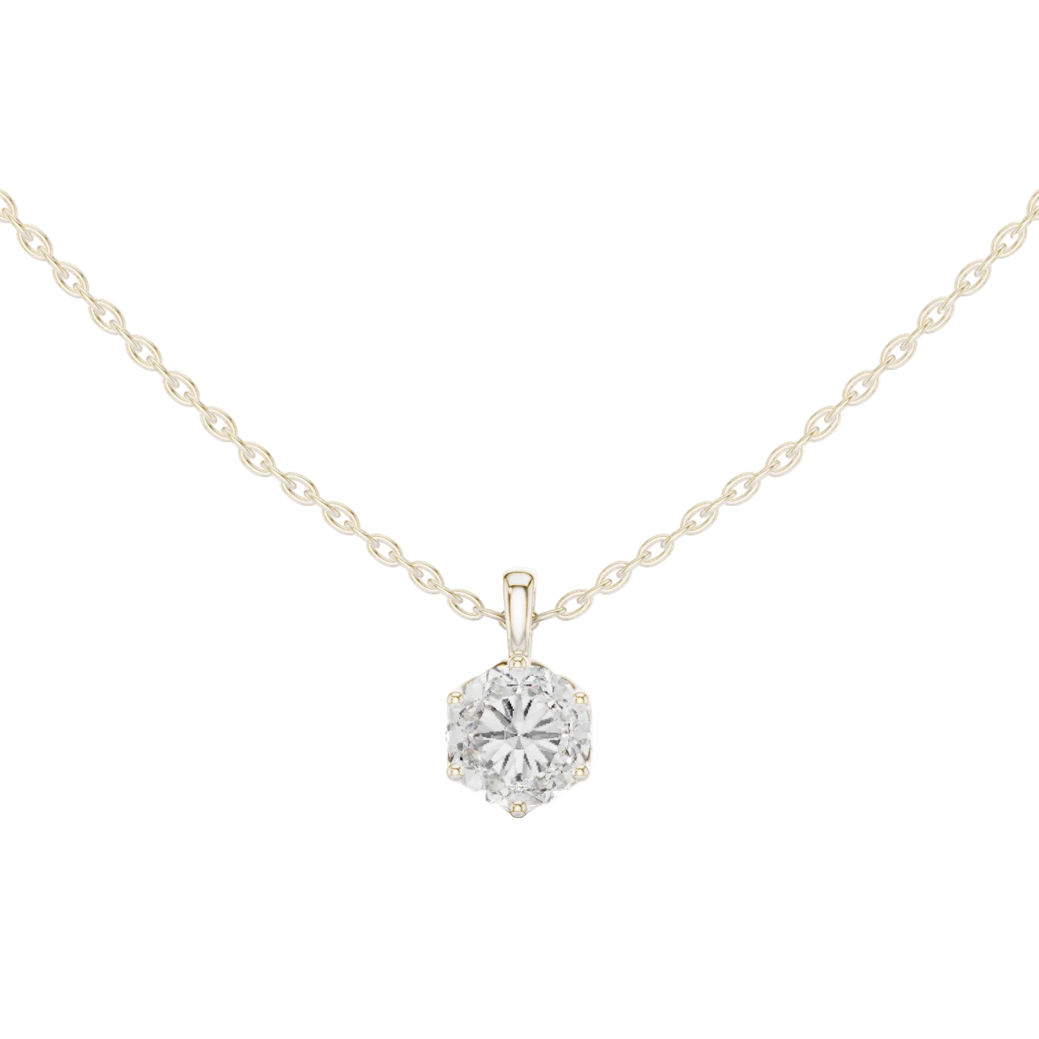 Classic round cut solitaire diamond pendant in gold with lab grown diamond by Signora Jewels