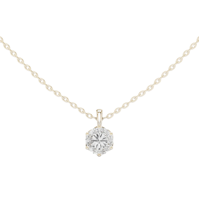 Classic round cut solitaire diamond pendant in gold with lab grown diamond by Signora Jewels