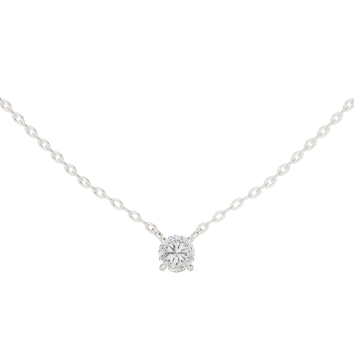 Minimal round cut solitaire diamond pendant in gold with lab grown diamond by Signora Jewels