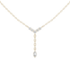 Minimal diamond drop pendant in gold with marquise and round lab grown diamonds by Signora Jewels
