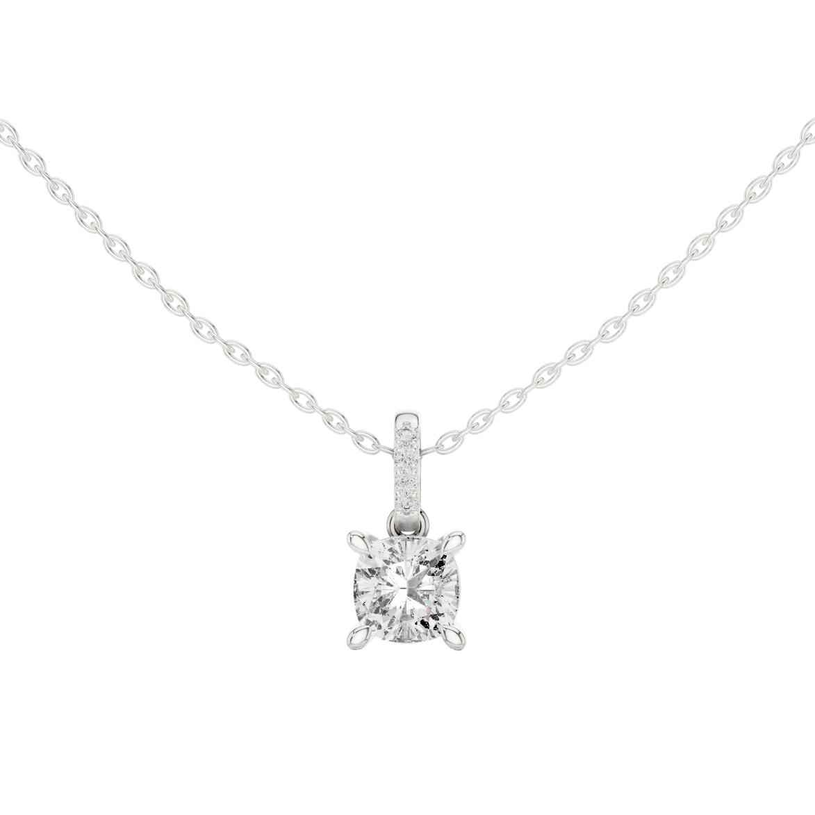 Minimal cushion cut diamond pendant in gold with lab grown diamonds by Signora Jewels