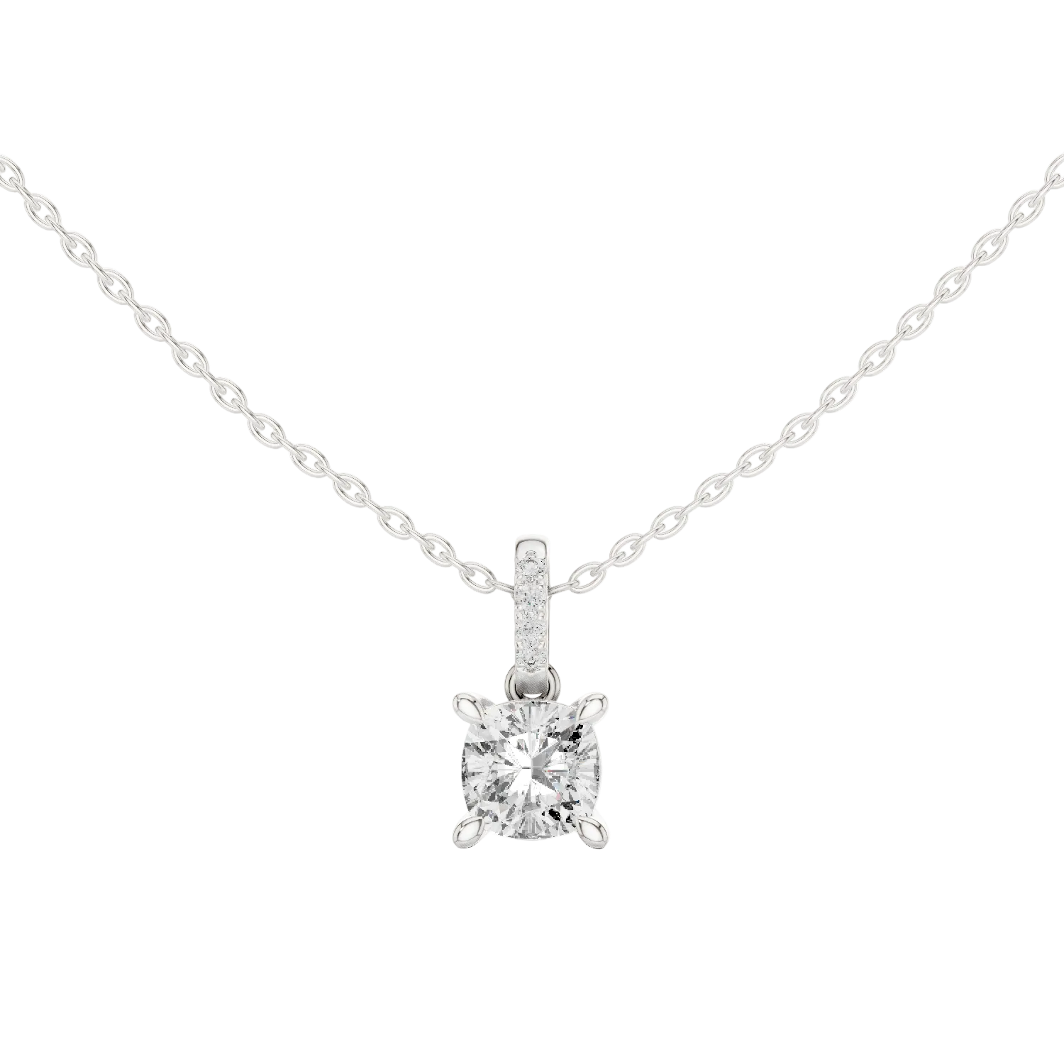Minimal cushion cut diamond pendant in gold with lab grown diamonds by Signora Jewels