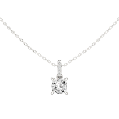 Minimal cushion cut diamond pendant in gold with lab grown diamonds by Signora Jewels