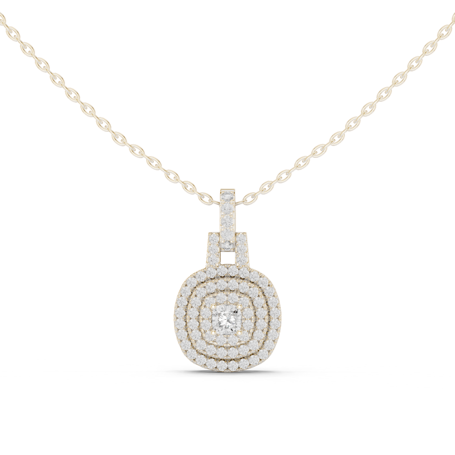 Cushion halo diamond pendant in gold with lab grown diamonds by Signora Jewels