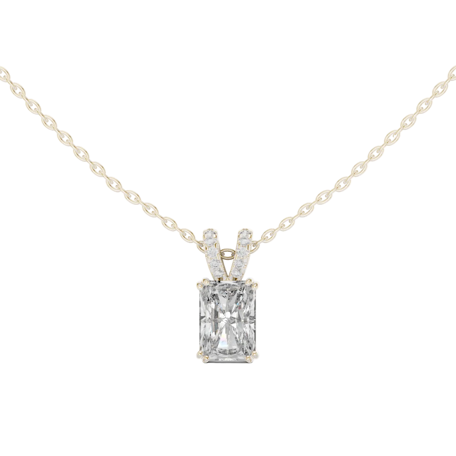 Minimal radiant cut solitaire diamond pendant in gold with lab grown diamond by Signora Jewels