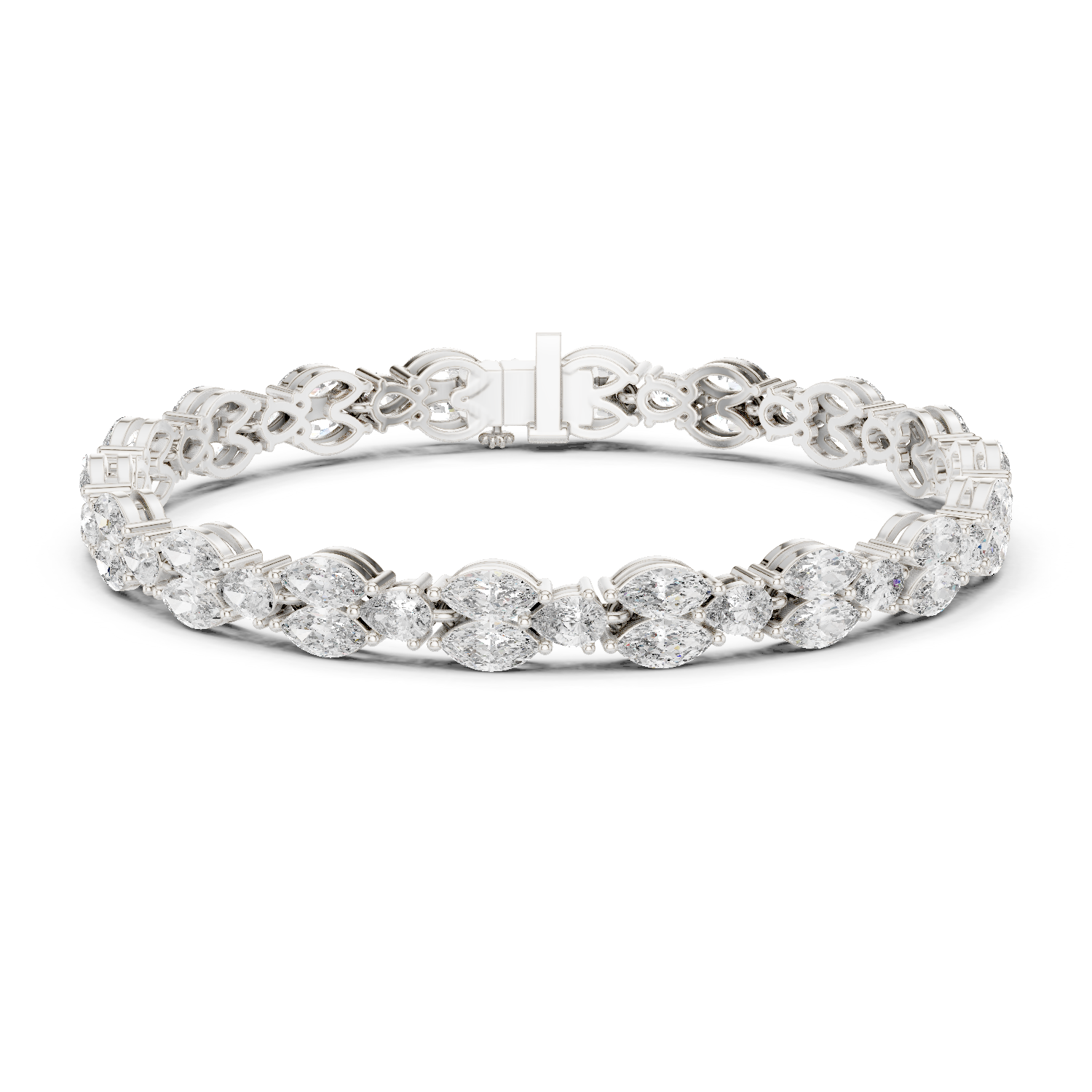 Luxury marquise and pear diamond tennis bracelet in gold with lab grown diamonds by Signora Jewels