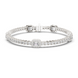Emerald cut halo lab grown diamond tennis bracelet with round diamond detailing in yellow white and rose gold