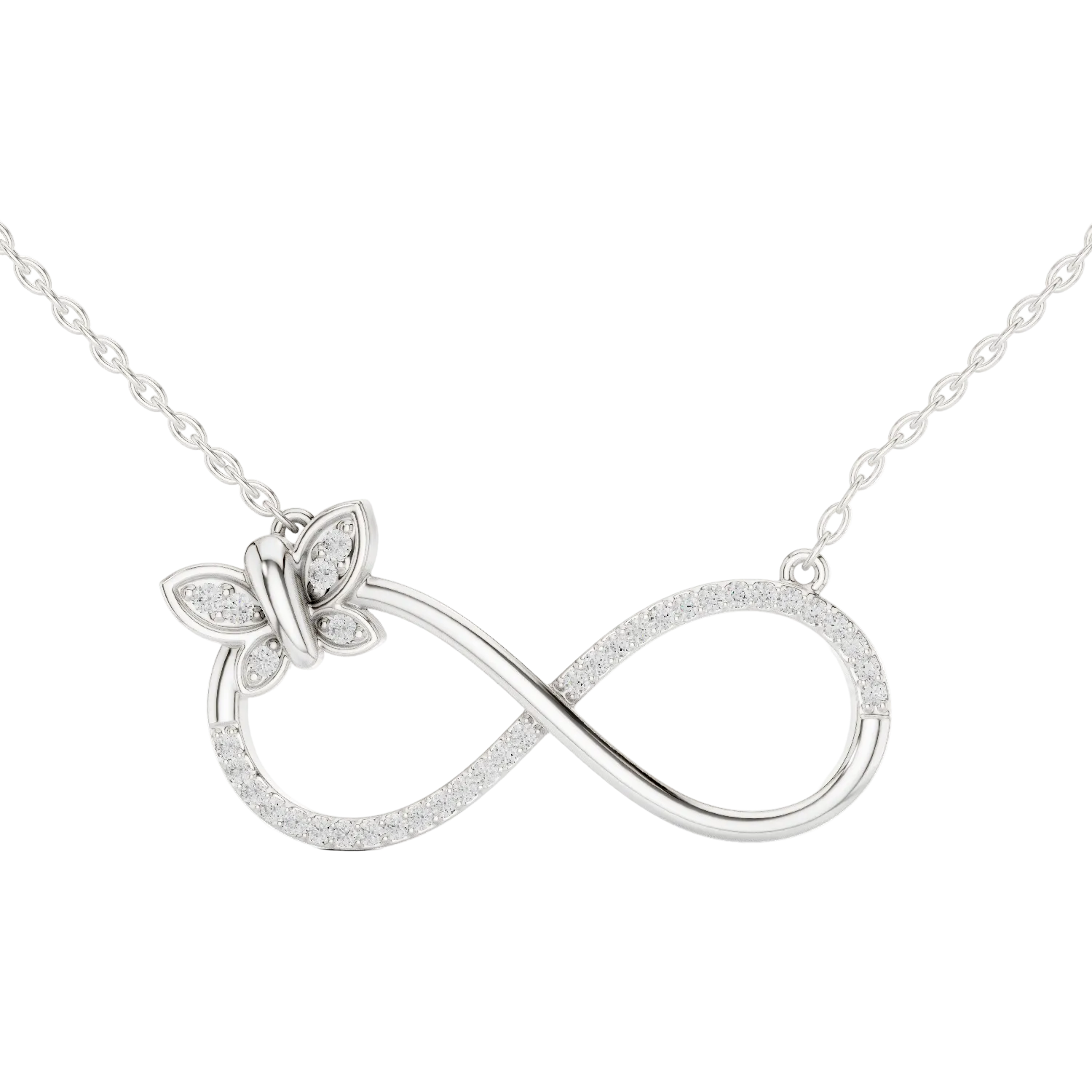 Infinity butterfly diamond pendant in gold with lab grown diamonds by Signora Jewels