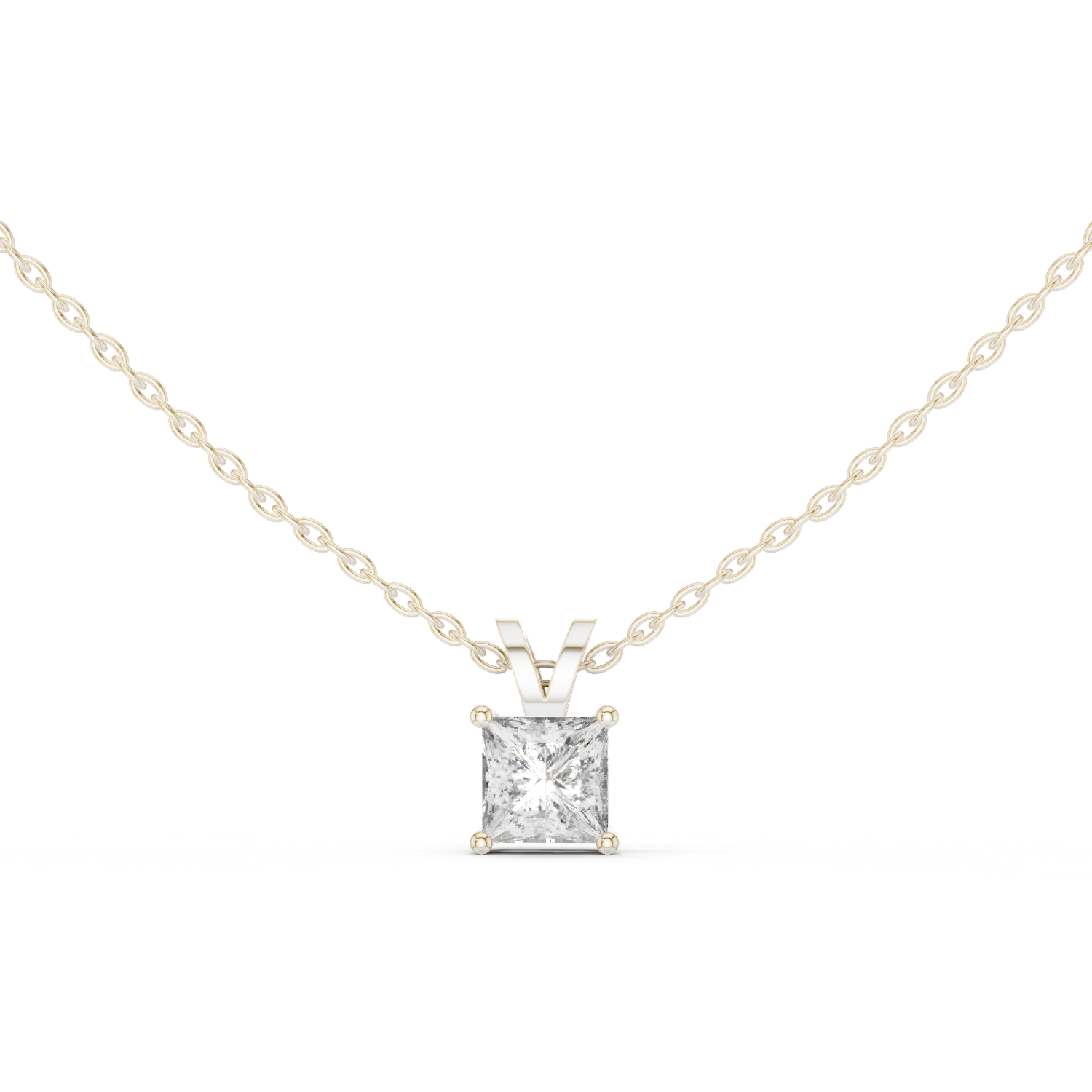 Princess cut solitaire diamond pendant in gold with lab grown diamond by Signora Jewels