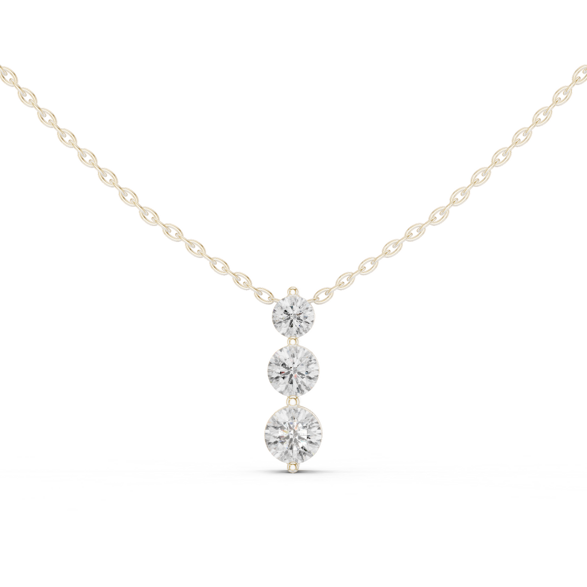 Three stone diamond pendant in gold with lab grown diamonds by Signora Jewels